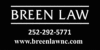 Breen Law Logo - White serif type over black background