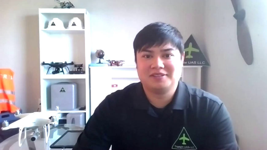 Video still of a man on a video call