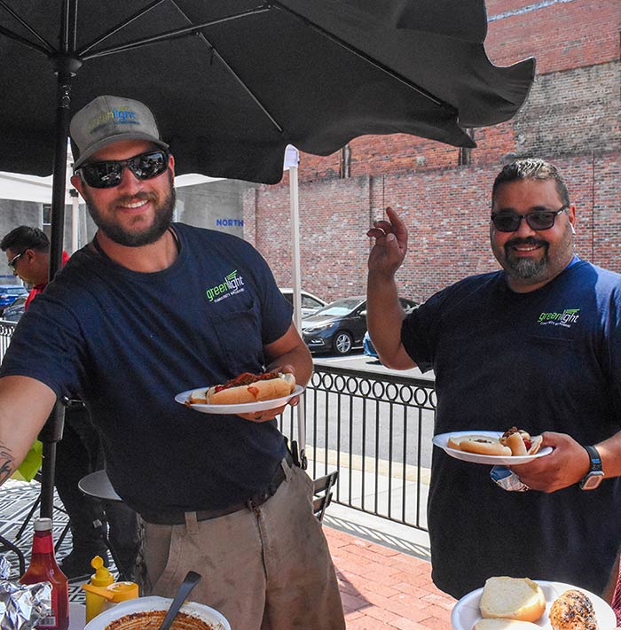 Photo of two men at the Greenlight Ed cookout